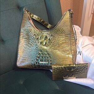 Brahmin Green Tabitha Shoulder Bag with matching wallet